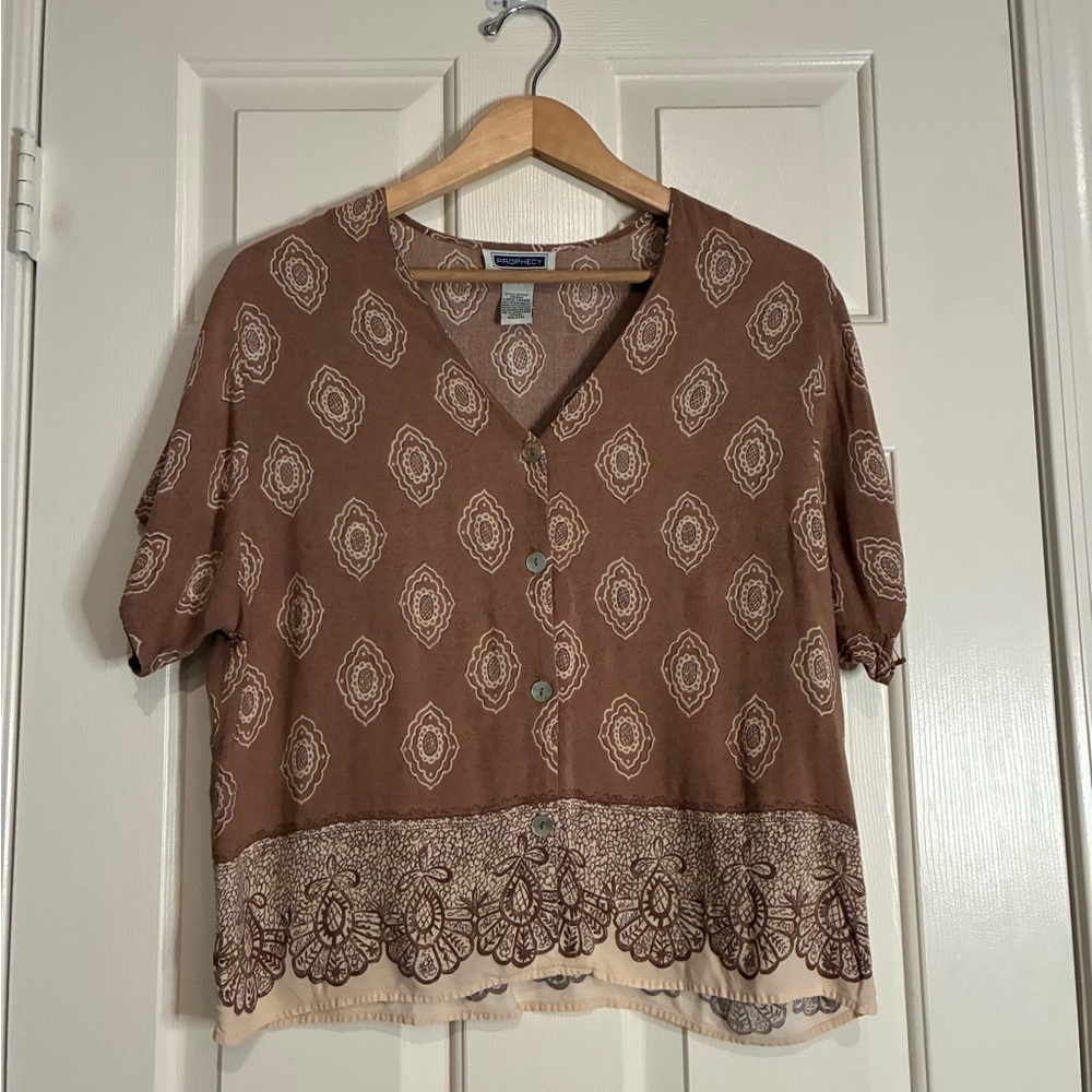 Sag Harbor Brown Patterned Button Down Shirt